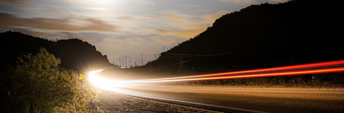 road, lights, night