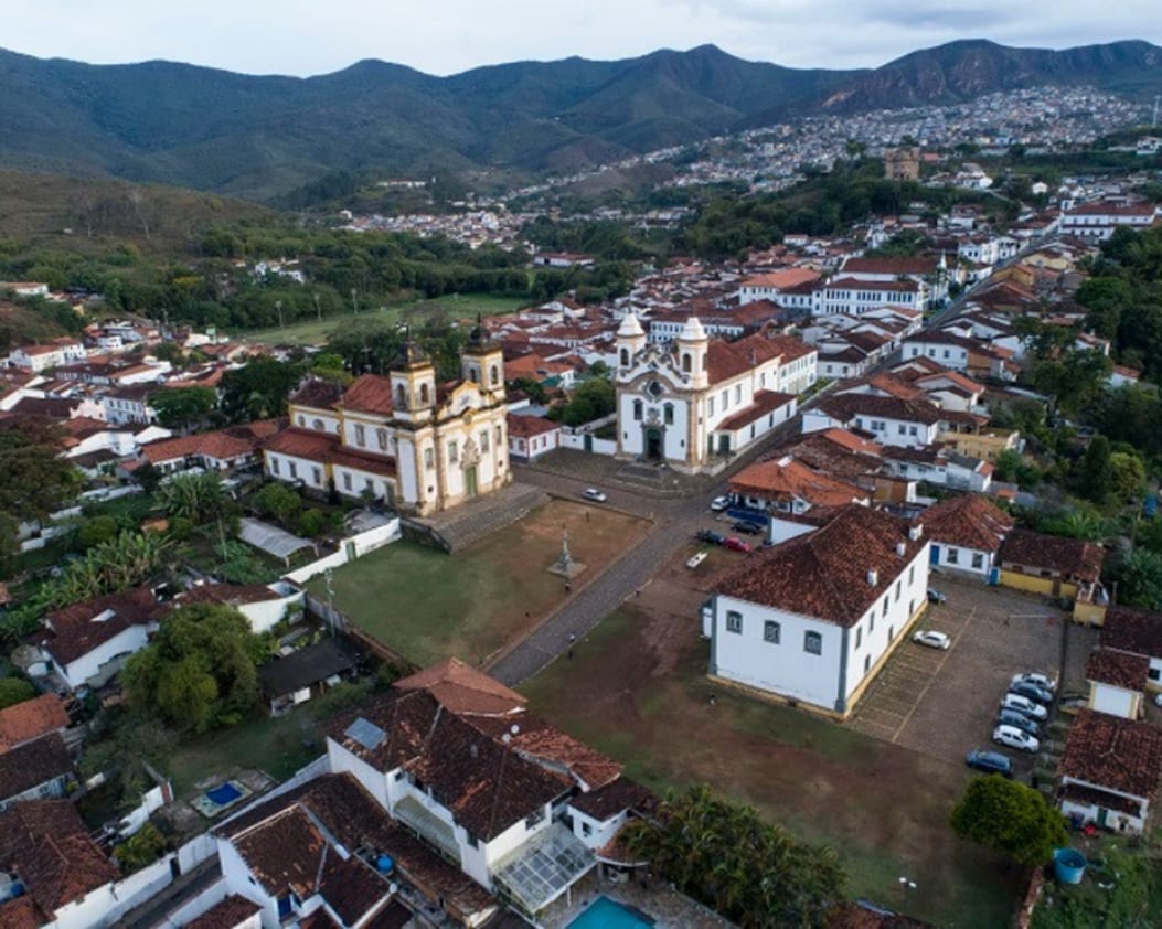 overhead view of a town 